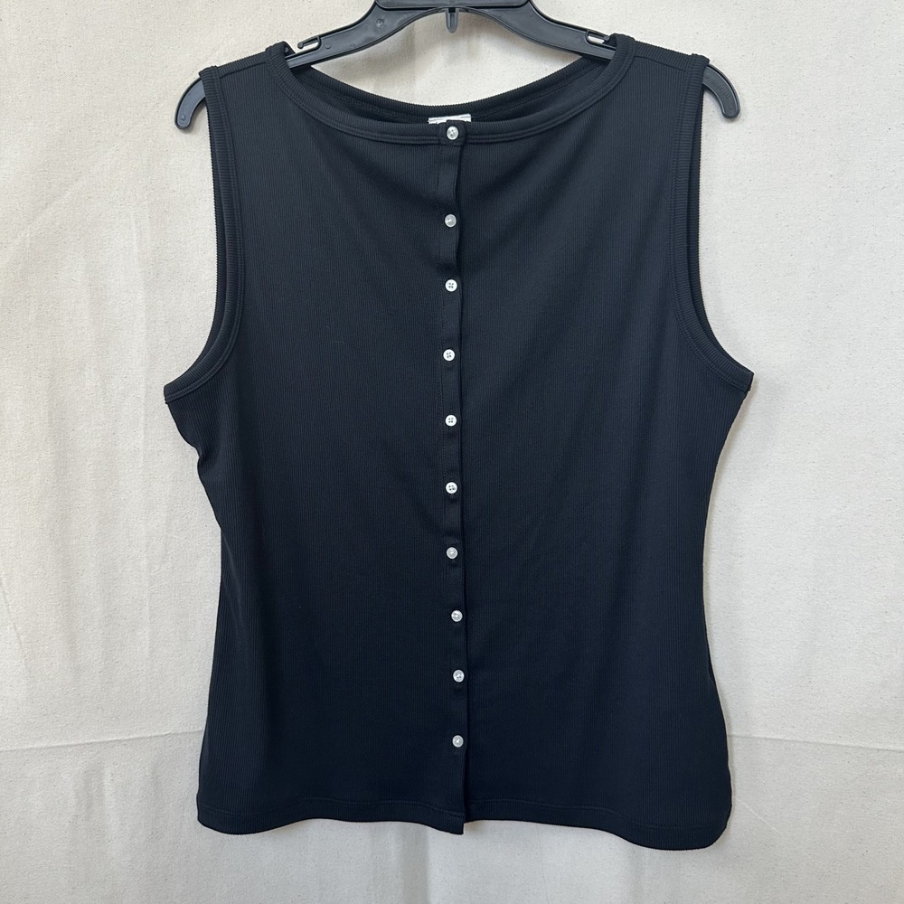 NWT Abercrombie & Fitch Minimalist‎ Black Fitted Slash Button-Through Tank Top L - Picture 9 of 9